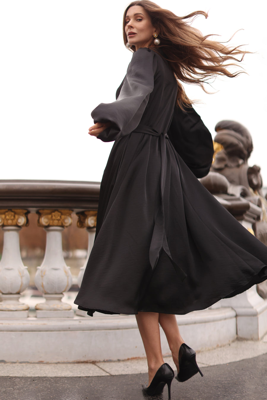 Black Satin Baroque Dress