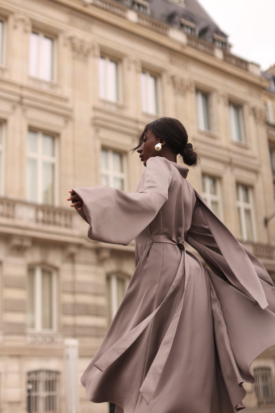 Grey Satin Baroque Dress