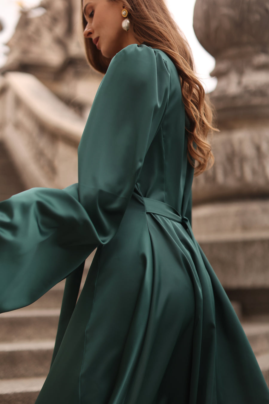 Green Satin Baroque Dress
