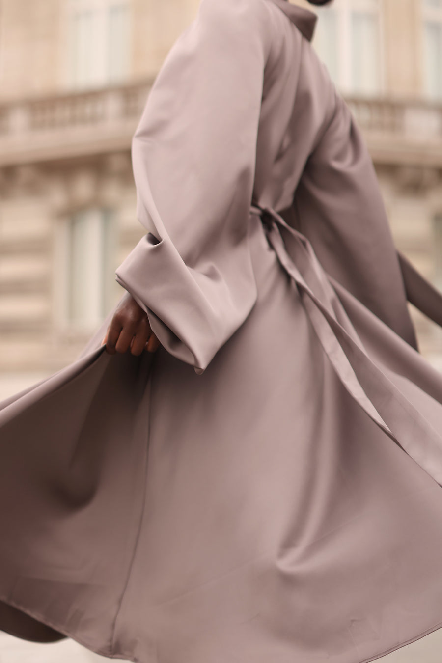 Grey Satin Baroque Dress