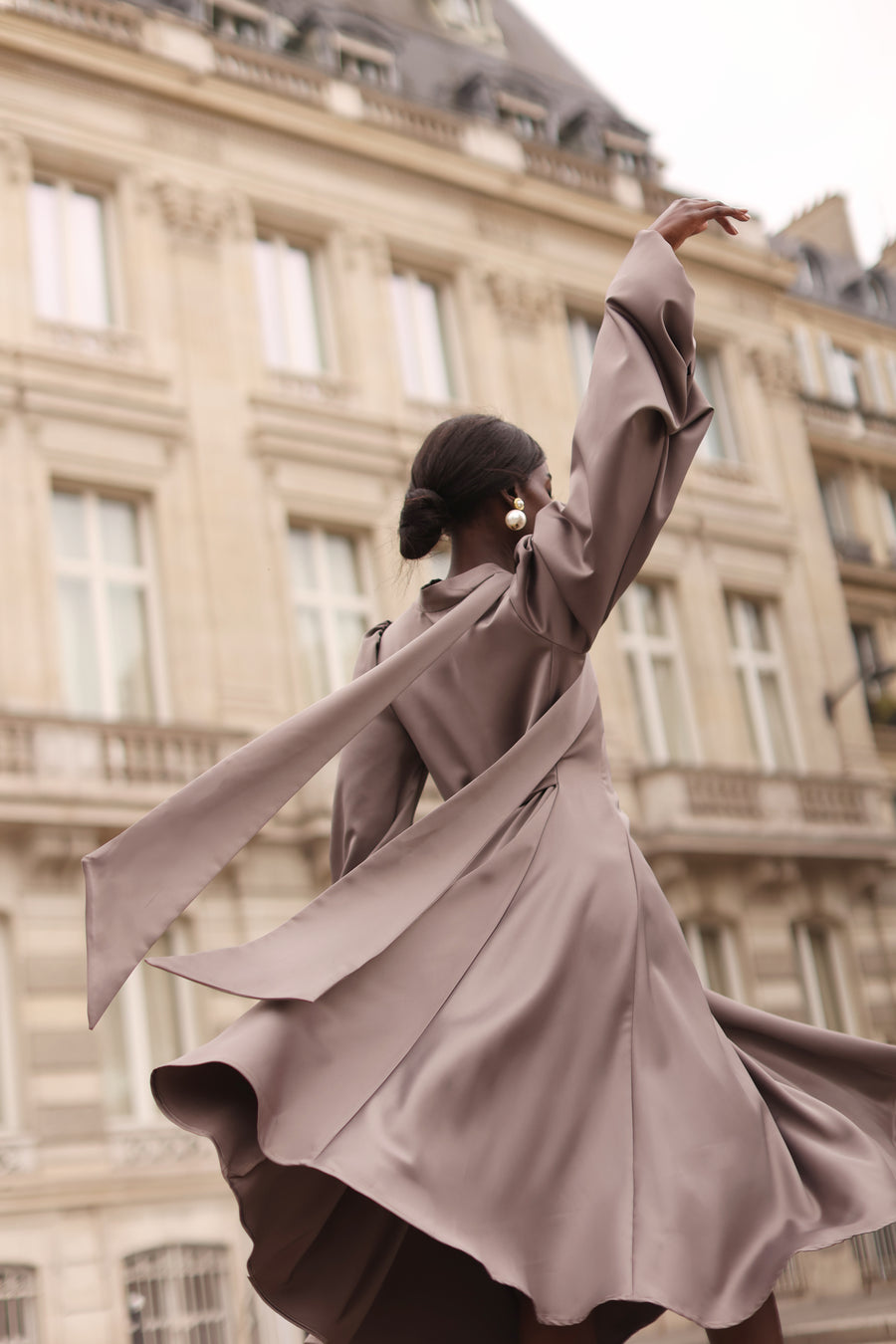 Grey Satin Baroque Dress