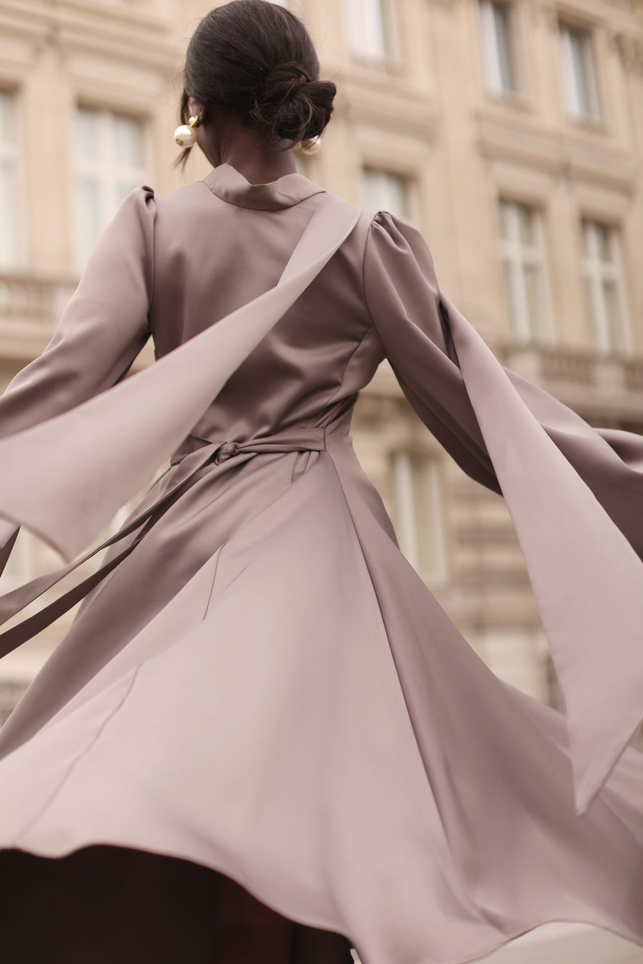 Grey Satin Baroque Dress