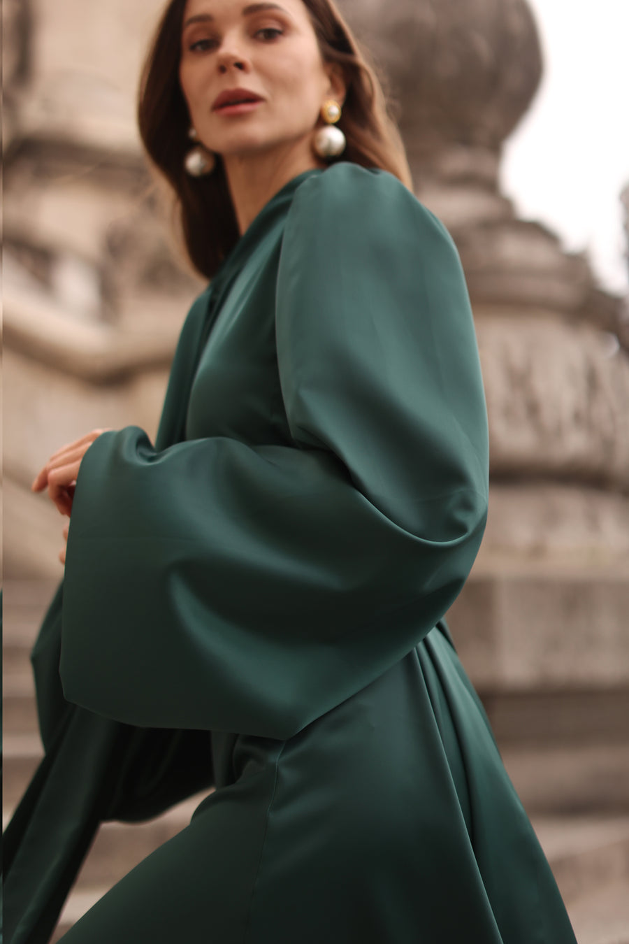 Green Satin Baroque Dress