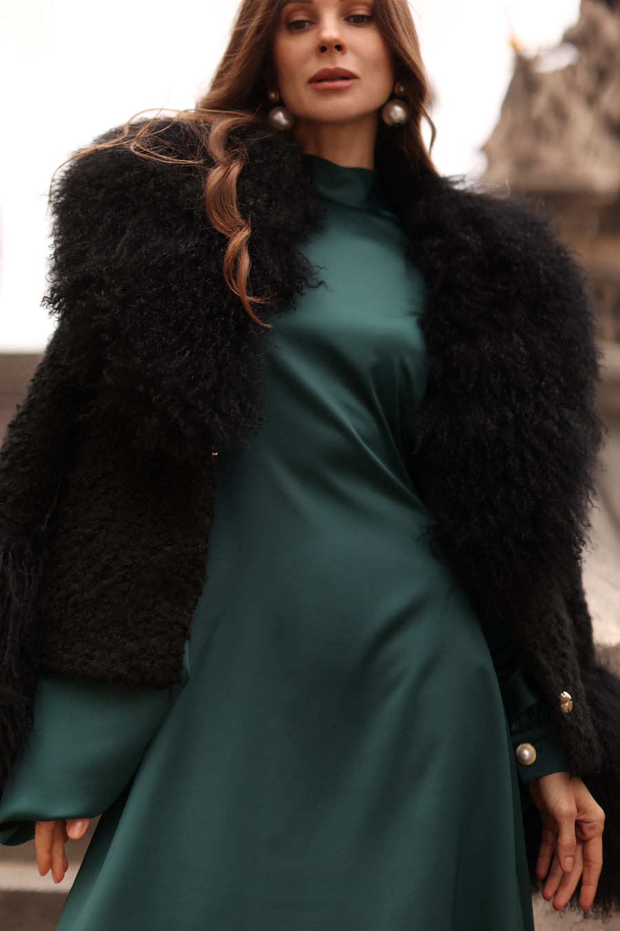 Green Satin Baroque Dress