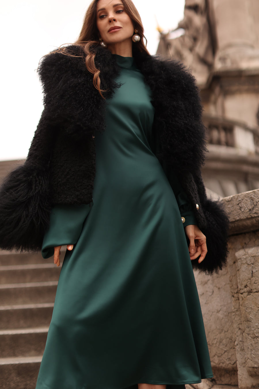 Green Satin Baroque Dress
