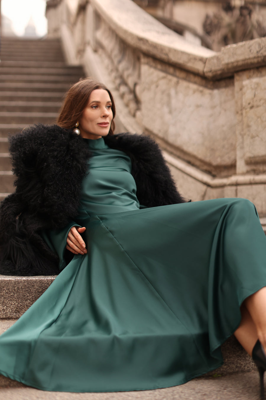 Green Satin Baroque Dress