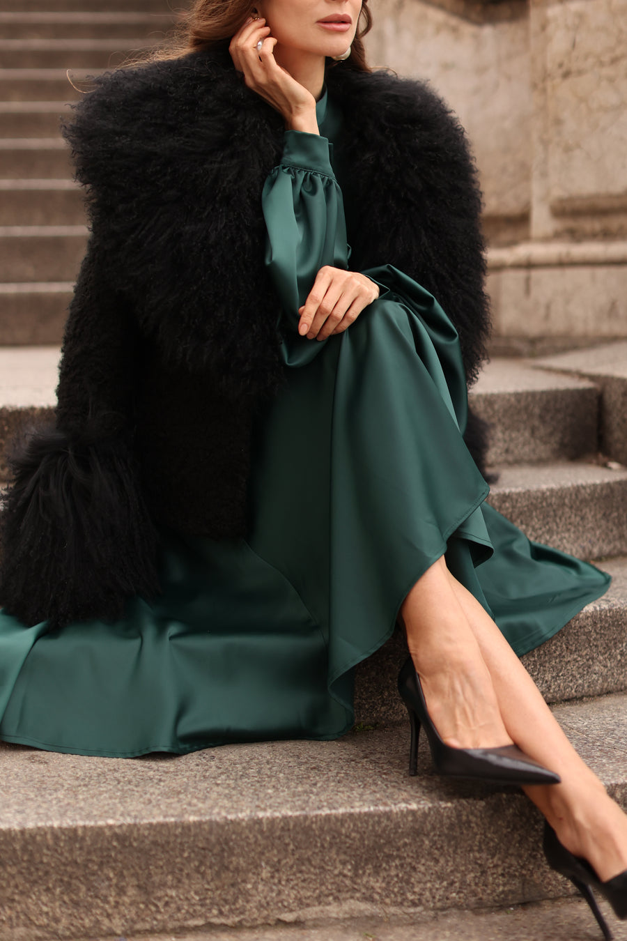 Green Satin Baroque Dress