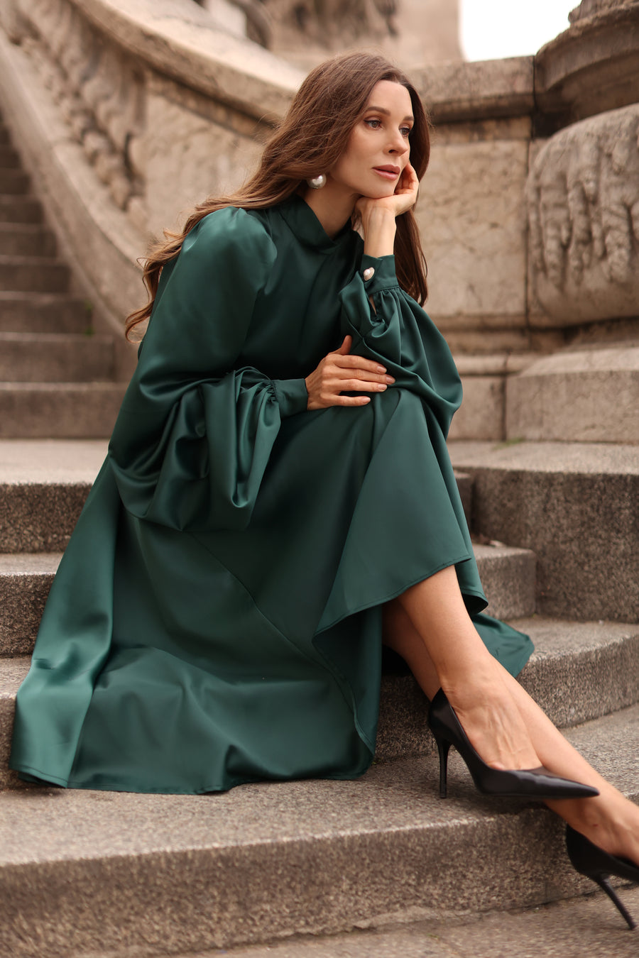 Green Satin Baroque Dress