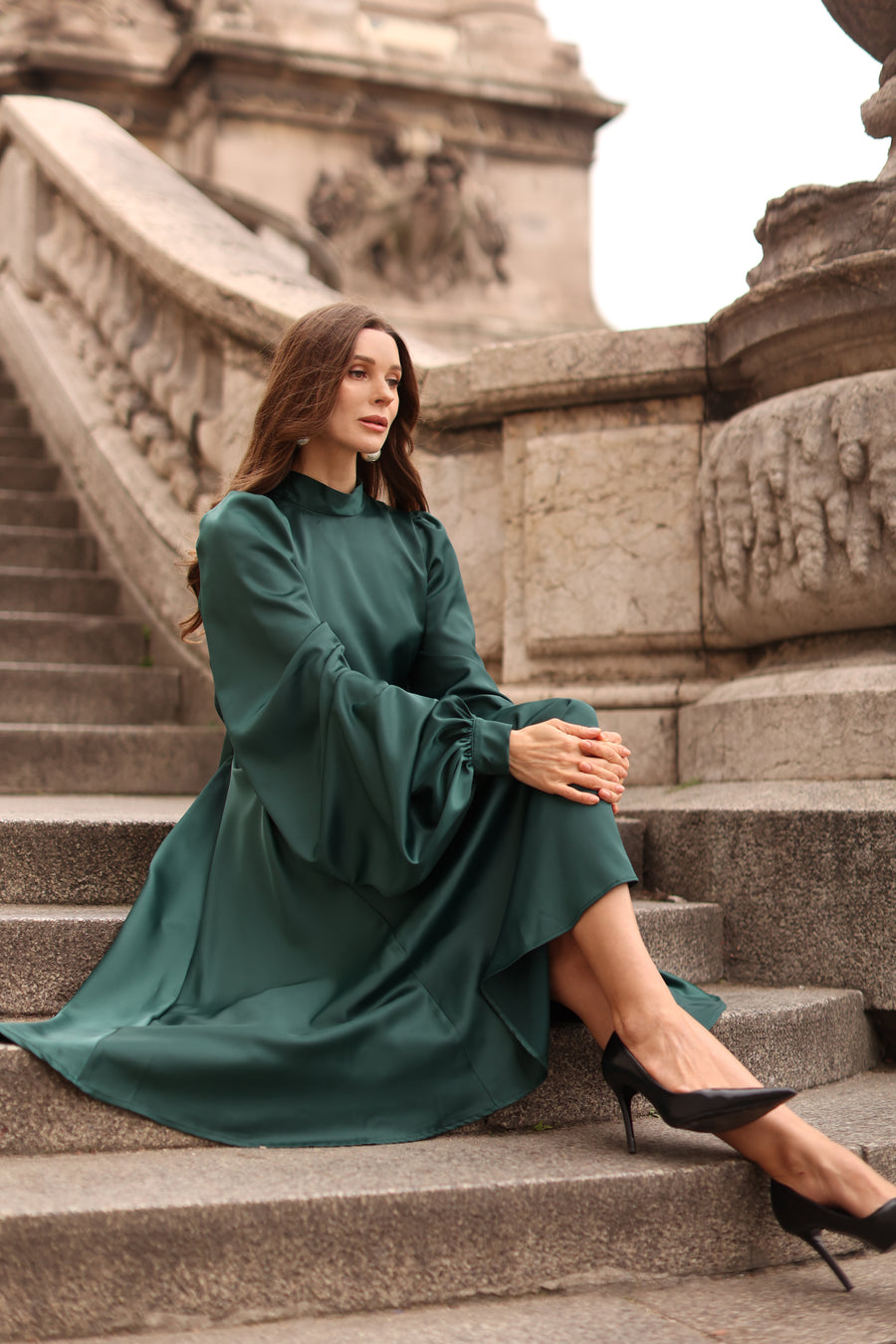 Green Satin Baroque Dress