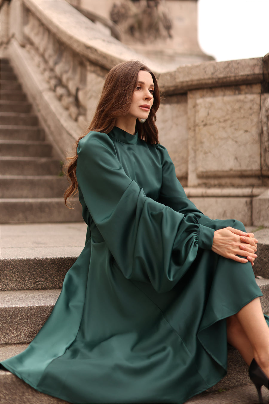Green Satin Baroque Dress