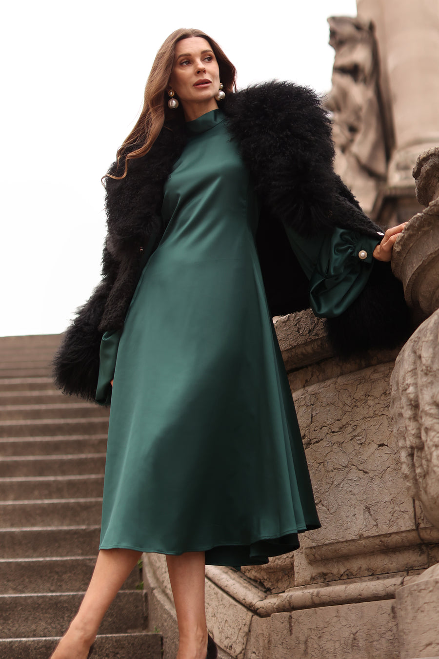 Green Satin Baroque Dress