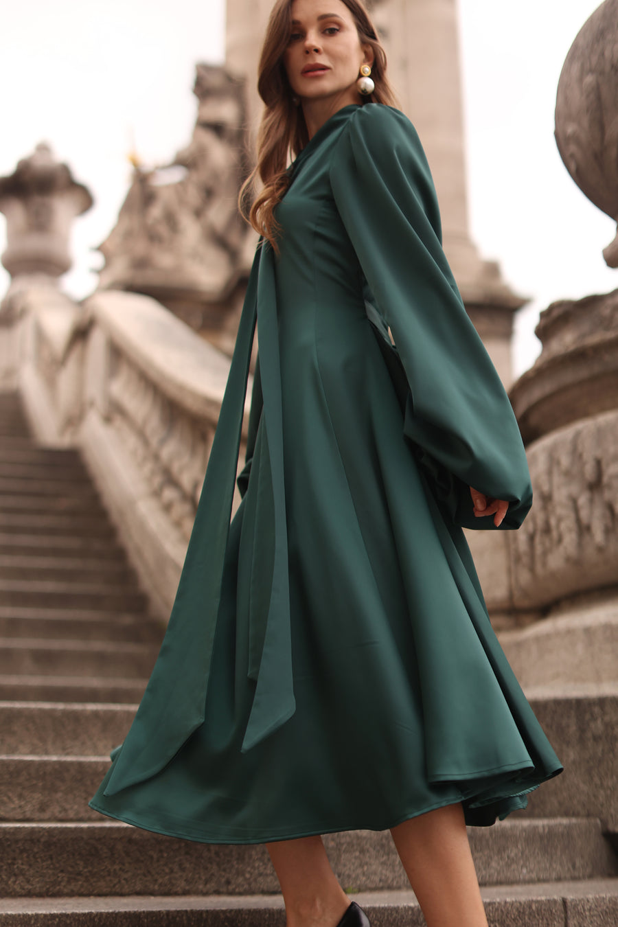 Green Satin Baroque Dress