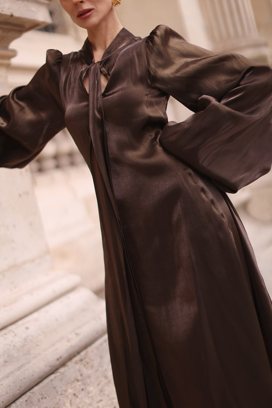 Bronze Satin Baroque Dress