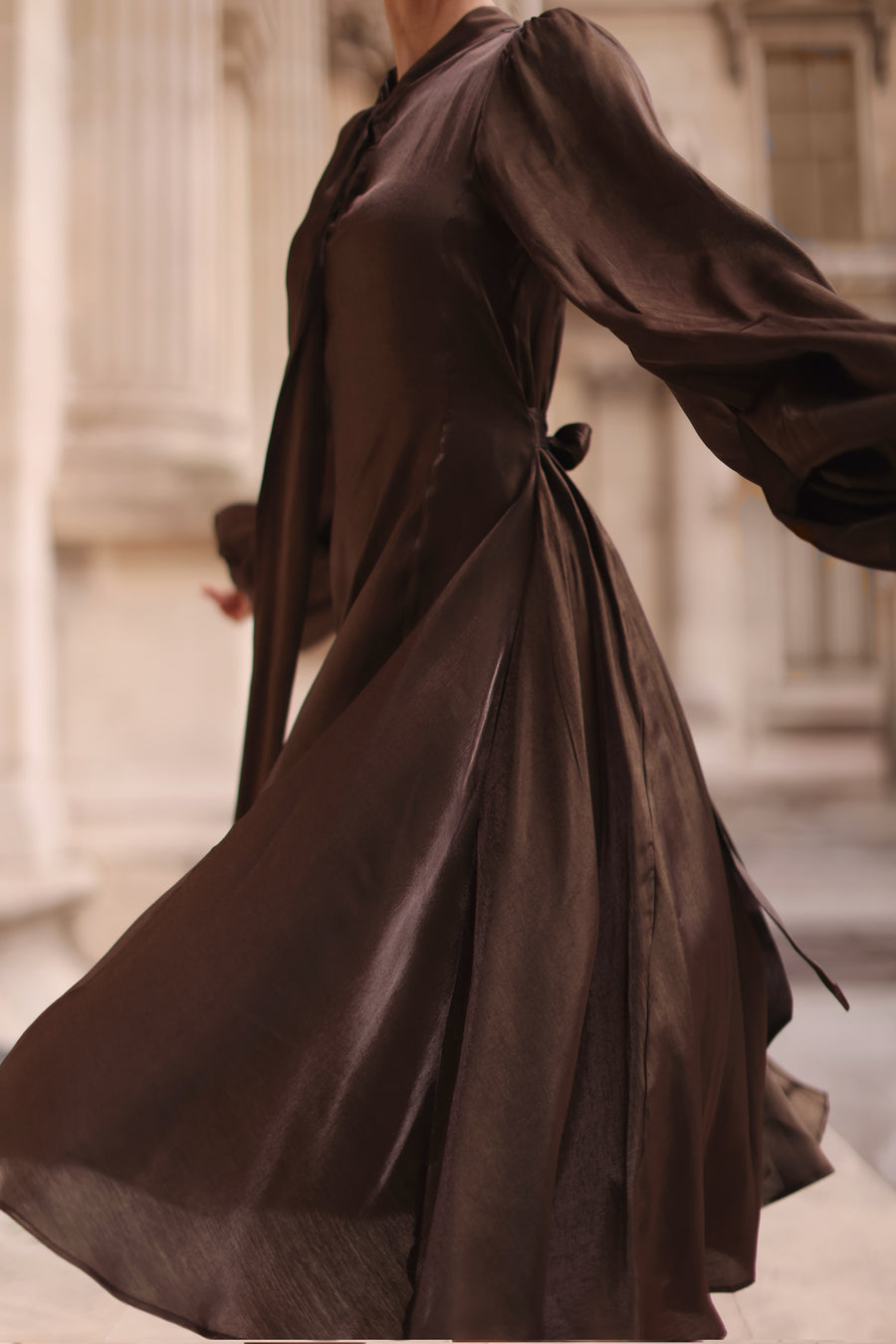 Bronze Satin Baroque Dress
