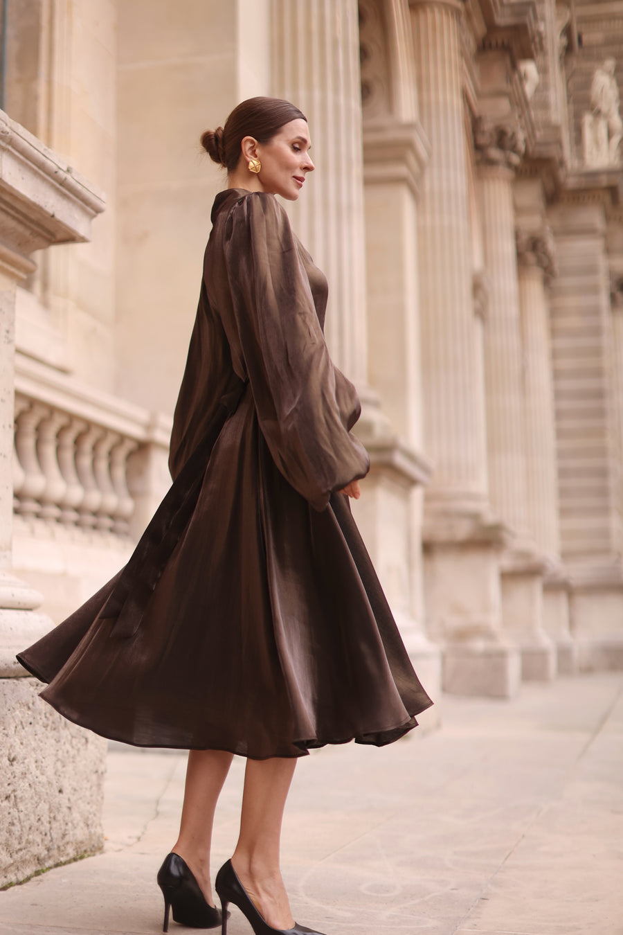 Bronze Satin Baroque Dress