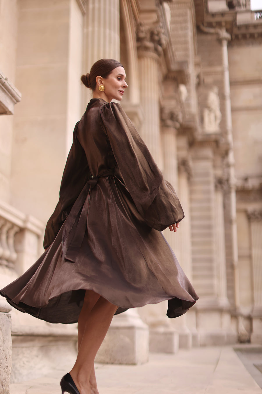 Bronze Satin Baroque Dress