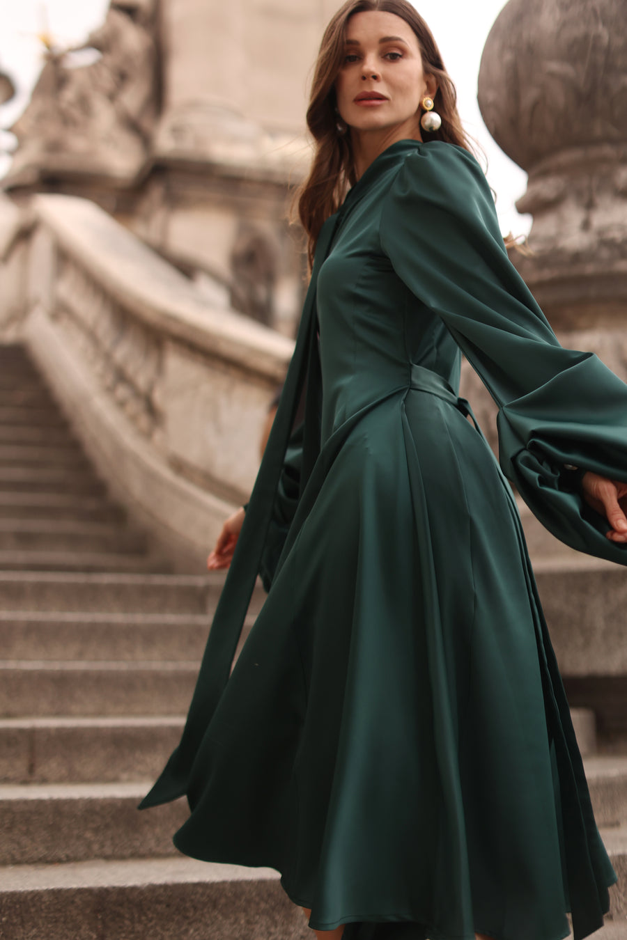 Green Satin Baroque Dress