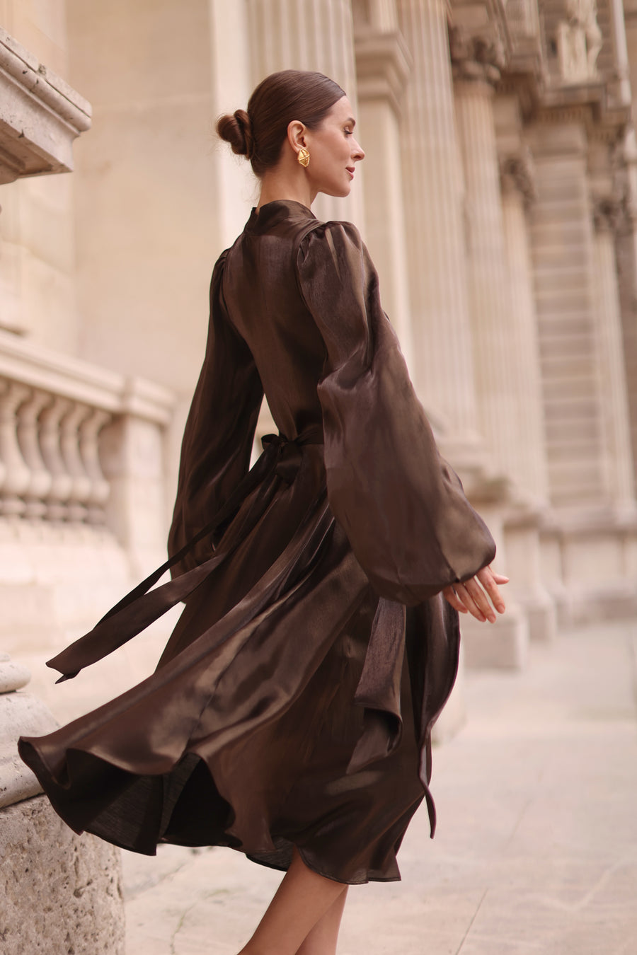 Bronze Satin Baroque Dress