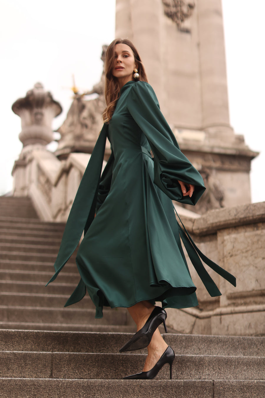 Green Satin Baroque Dress