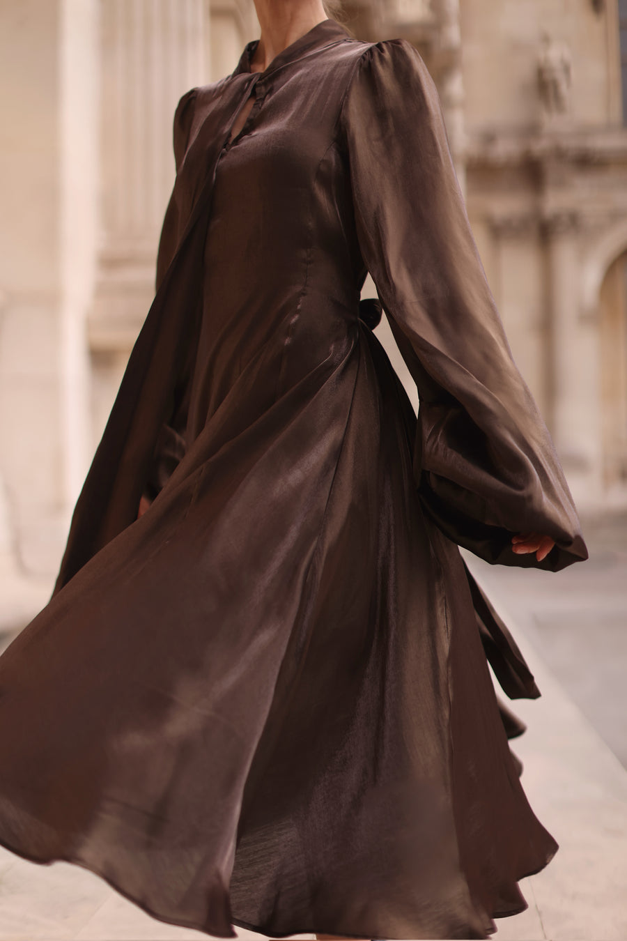 Bronze Satin Baroque Dress
