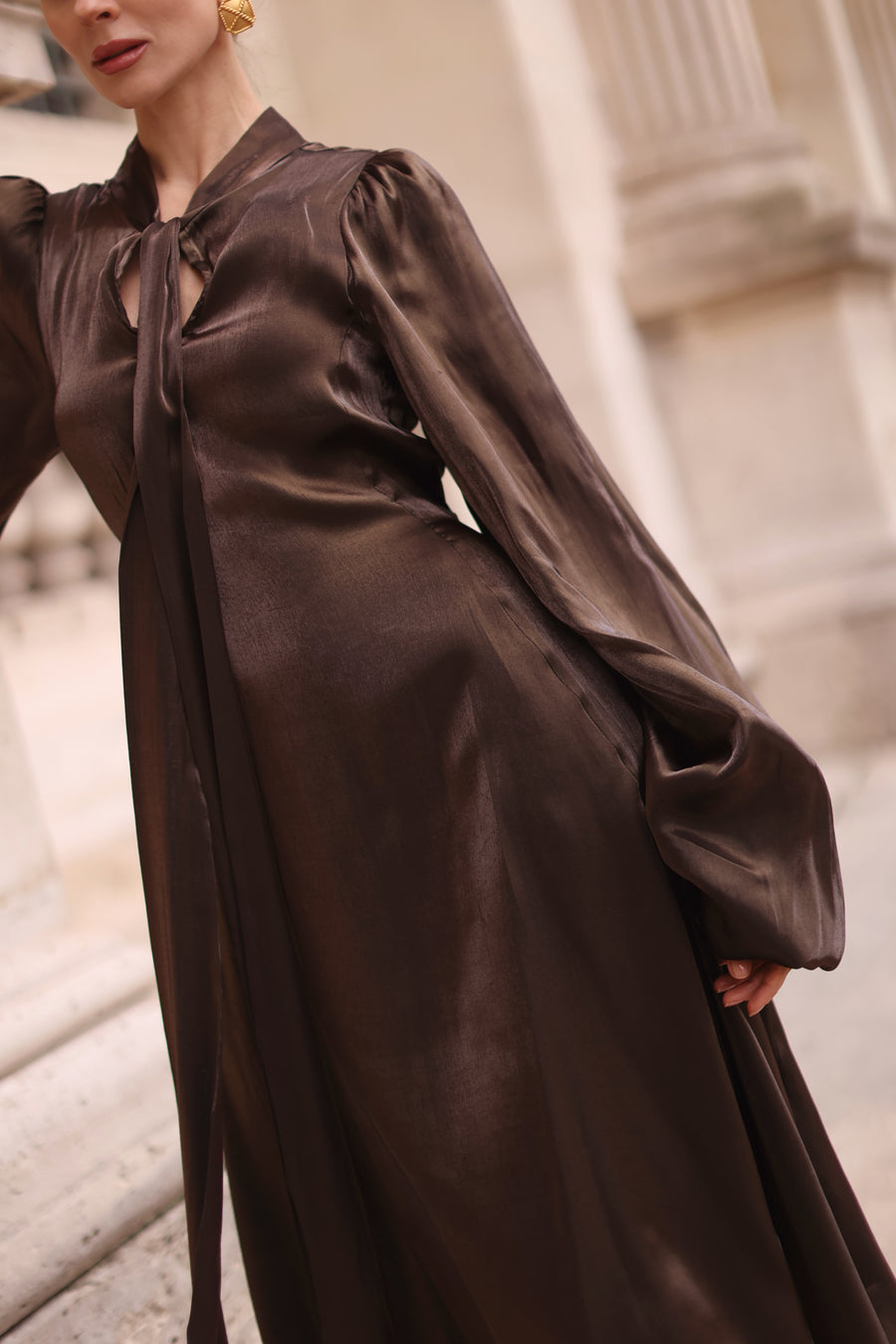 Bronze Satin Baroque Dress
