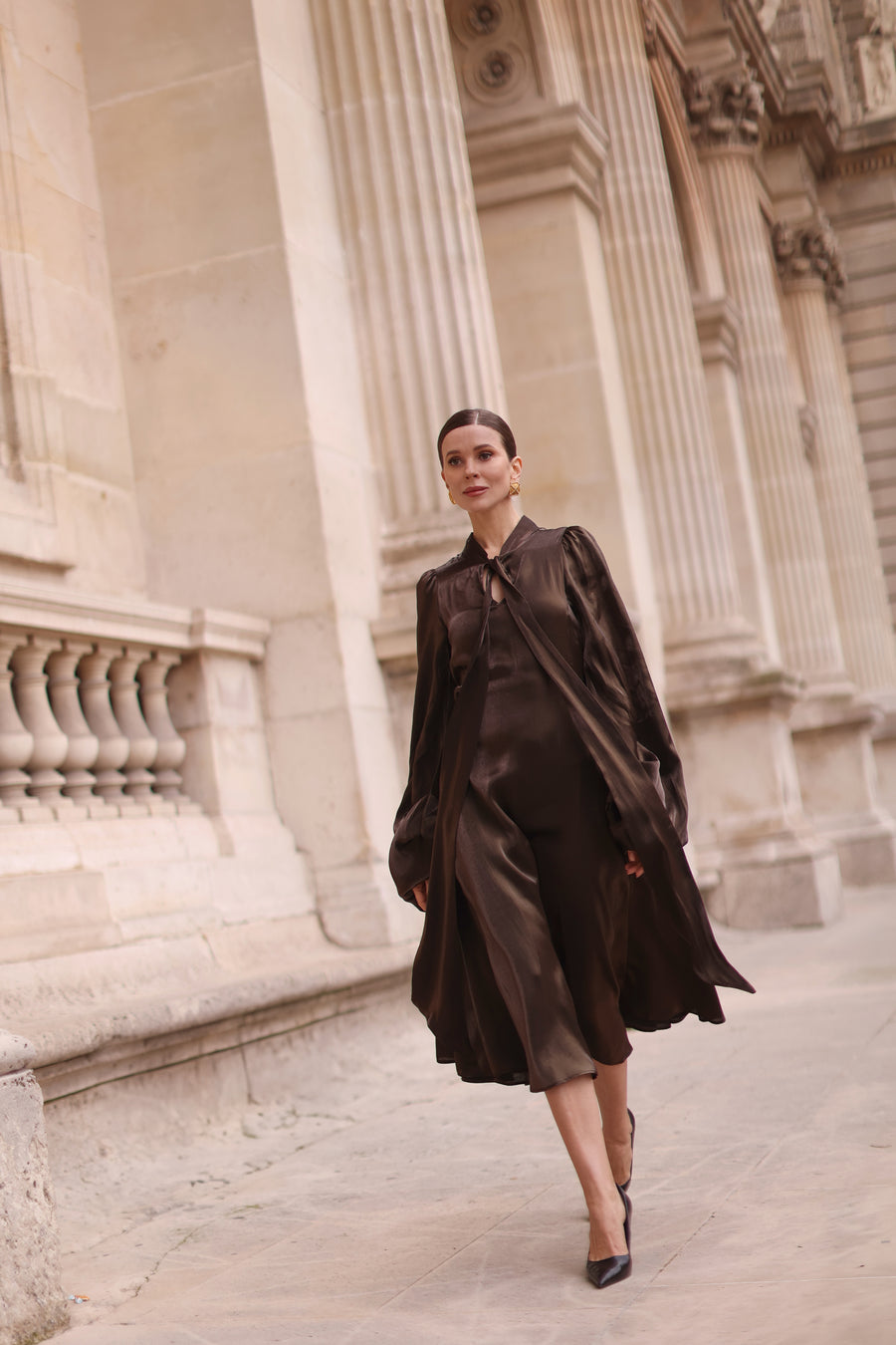 Bronze Satin Baroque Dress