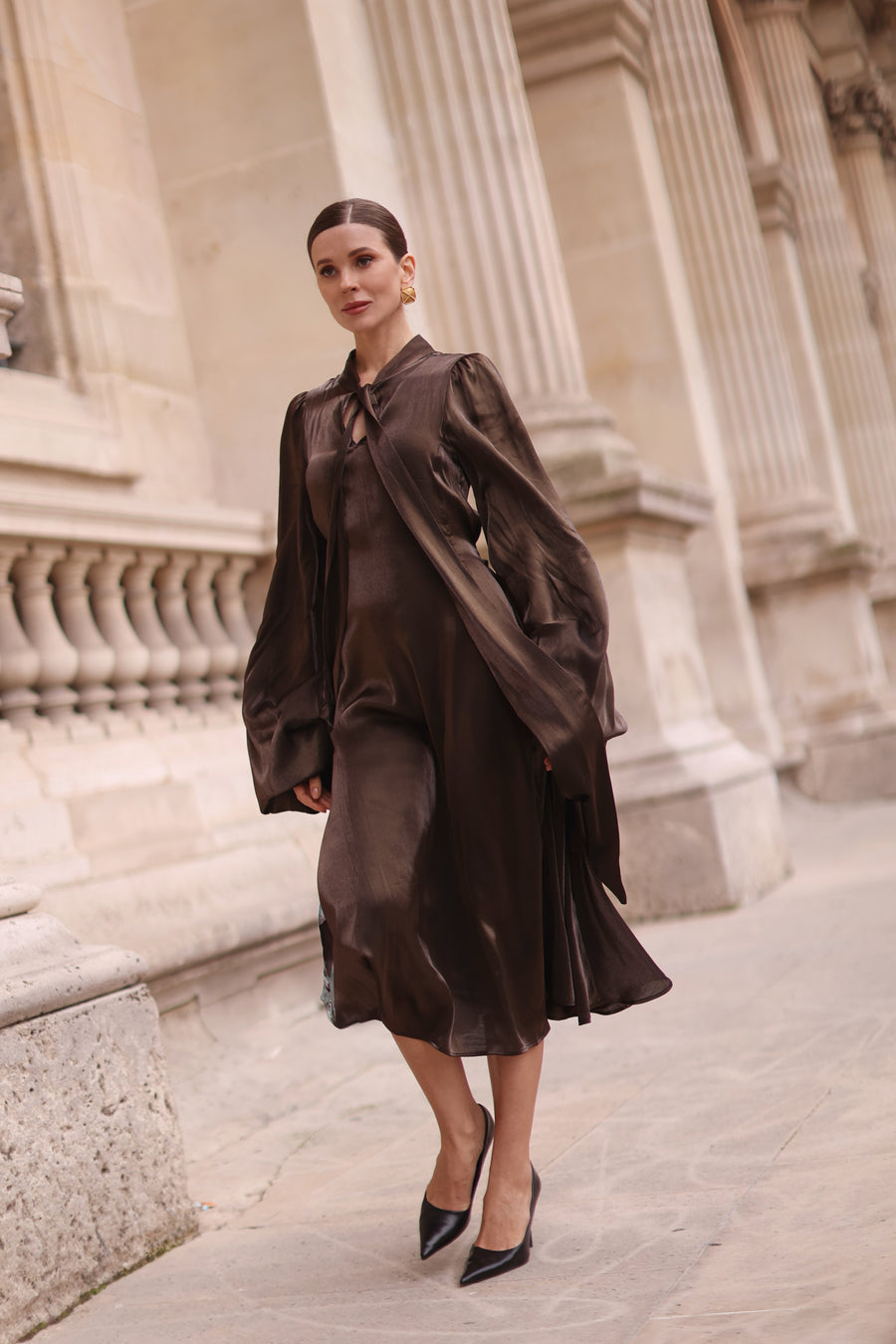 Bronze Satin Baroque Dress