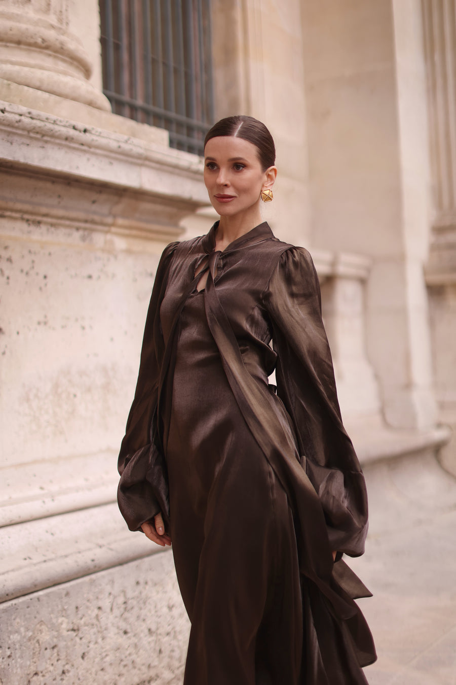 Bronze Satin Baroque Dress