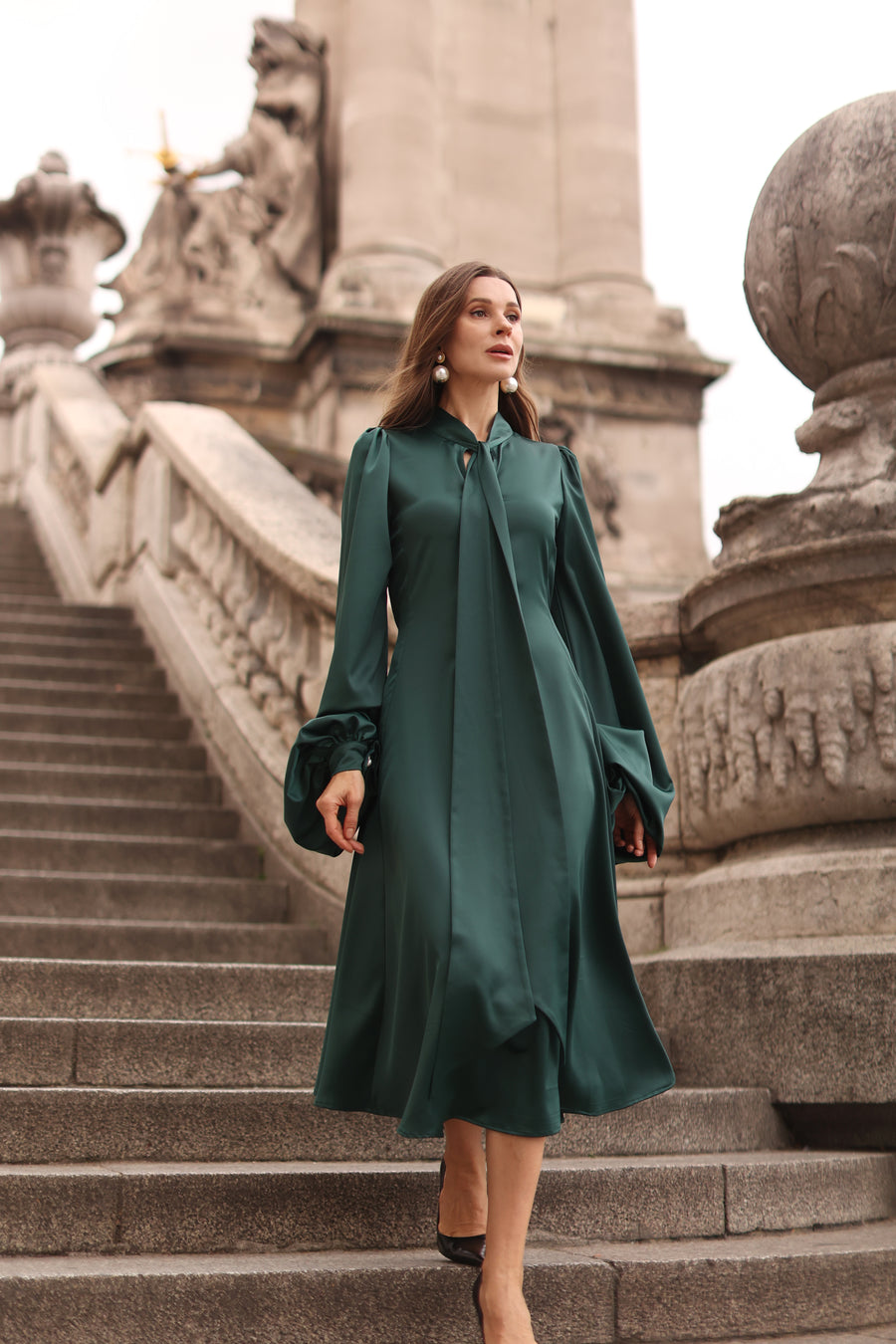 Green Satin Baroque Dress