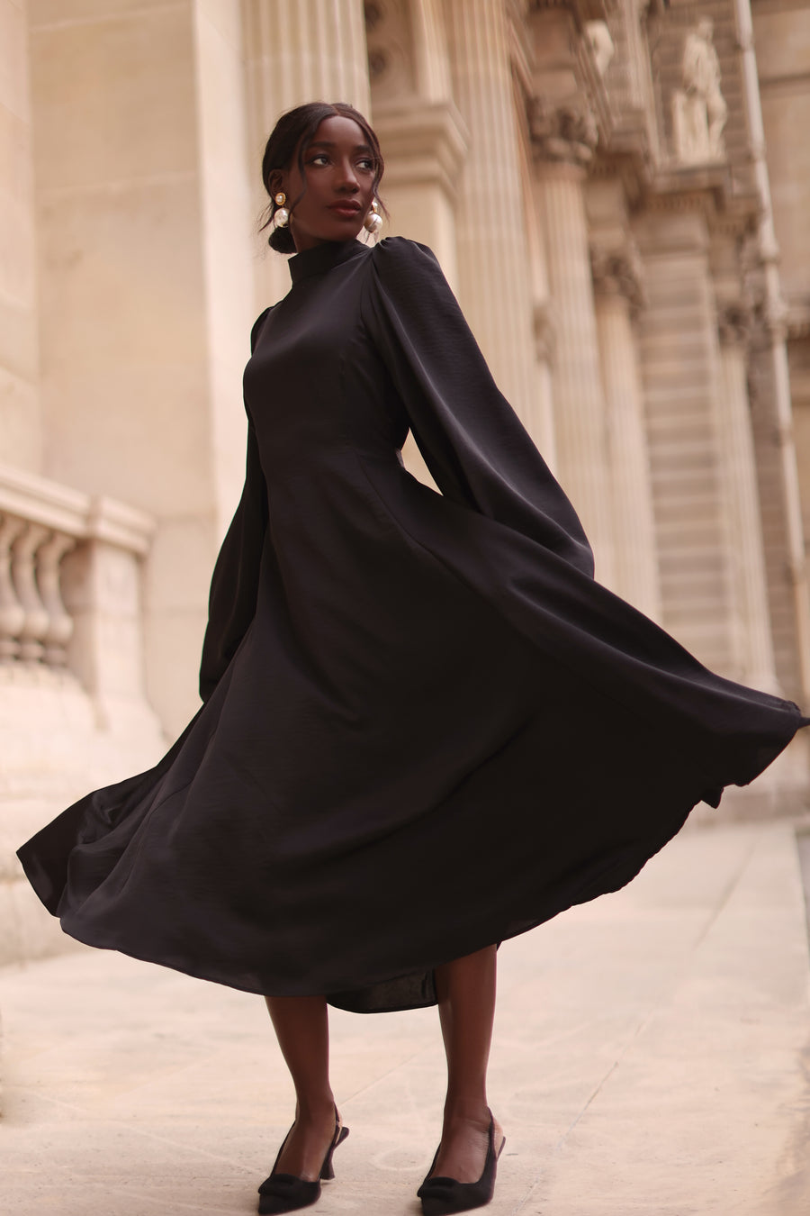 Black Satin Baroque Dress