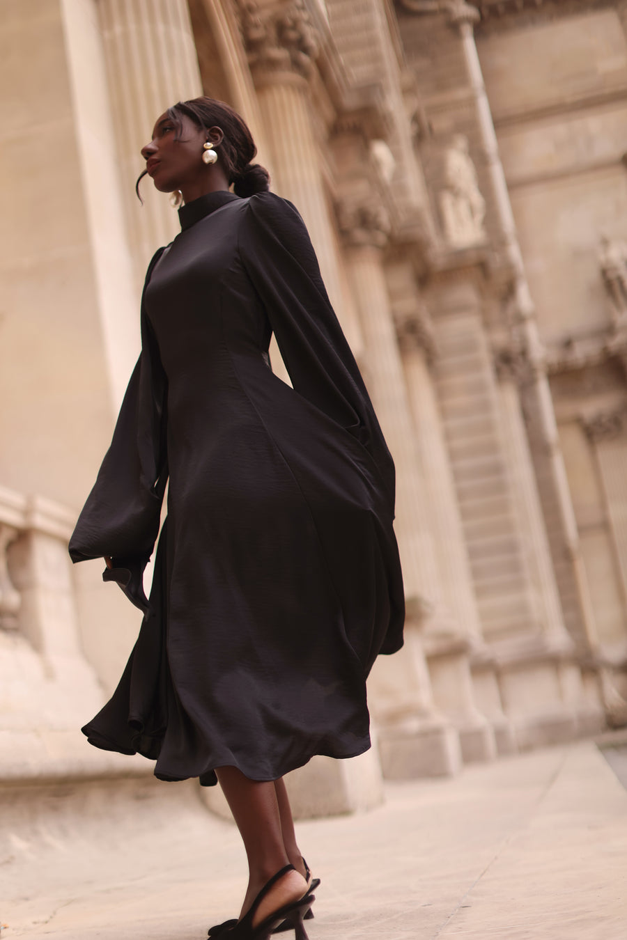 Black Satin Baroque Dress