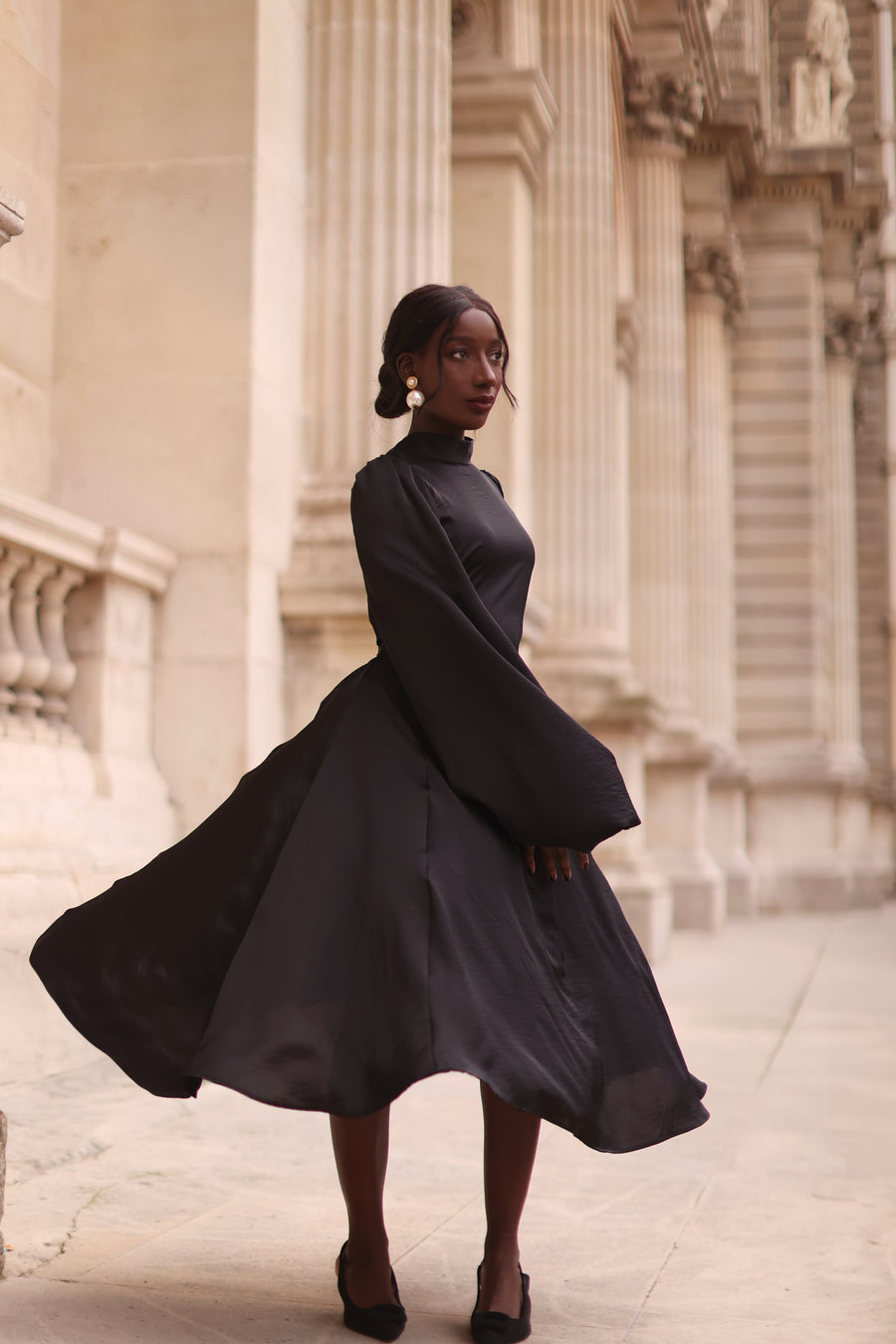 Black Satin Baroque Dress