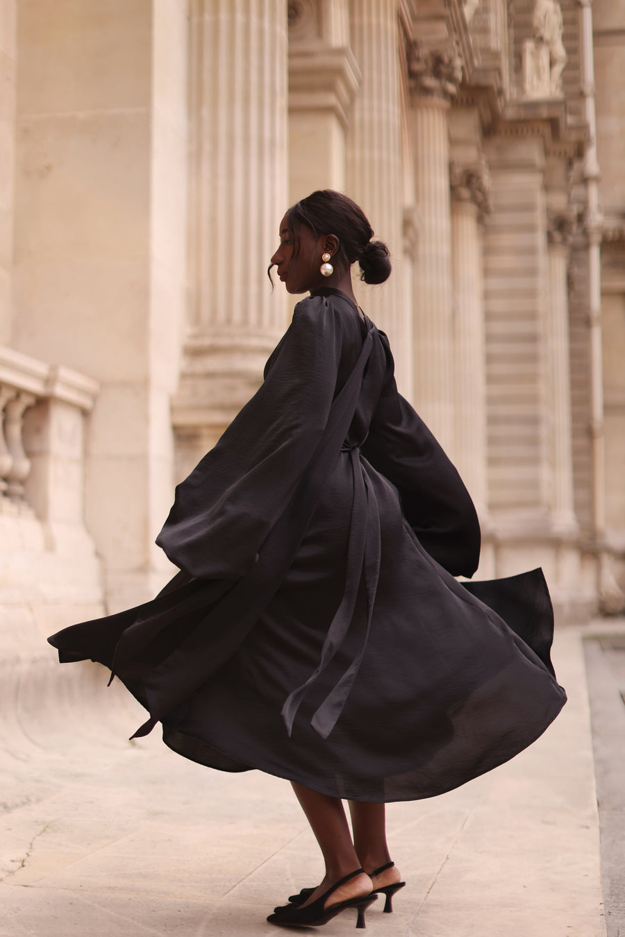 Black Satin Baroque Dress