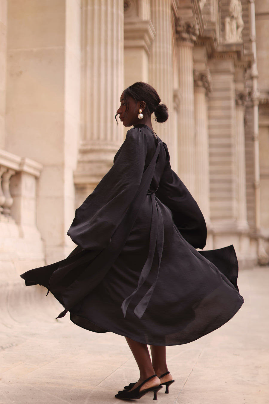 Black Satin Baroque Dress