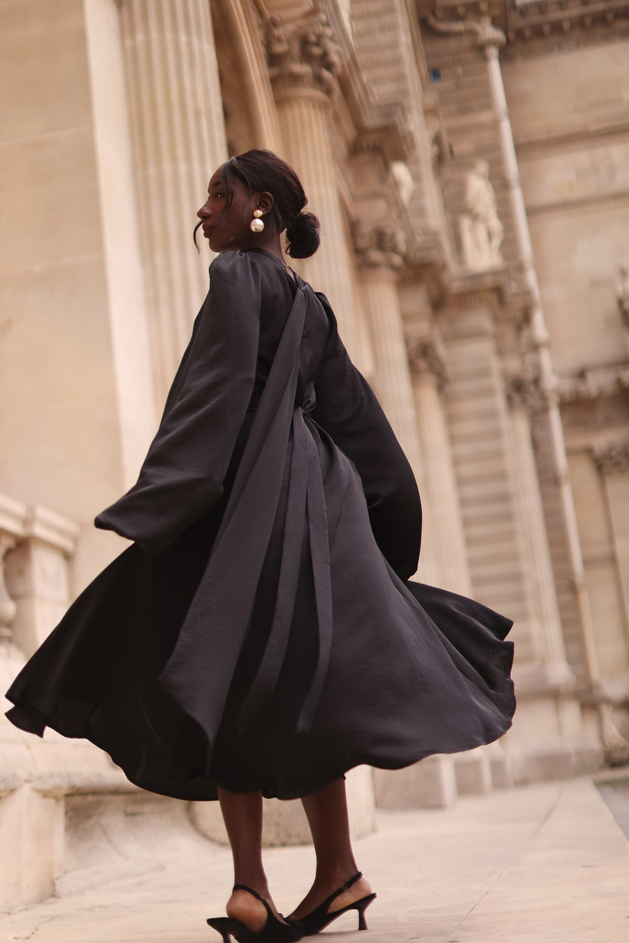 Black Satin Baroque Dress