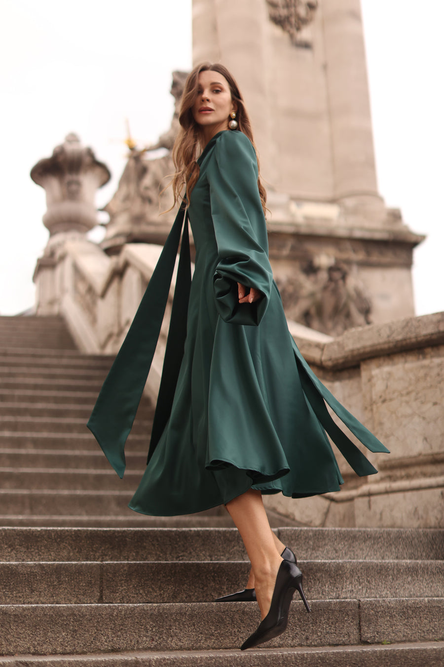 Green Satin Baroque Dress