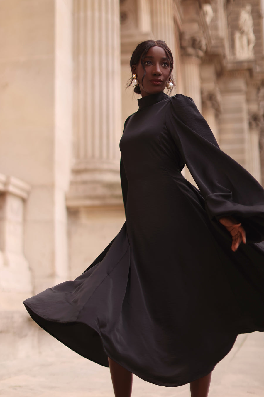 Black Satin Baroque Dress