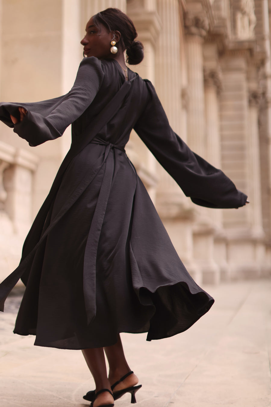 Black Satin Baroque Dress