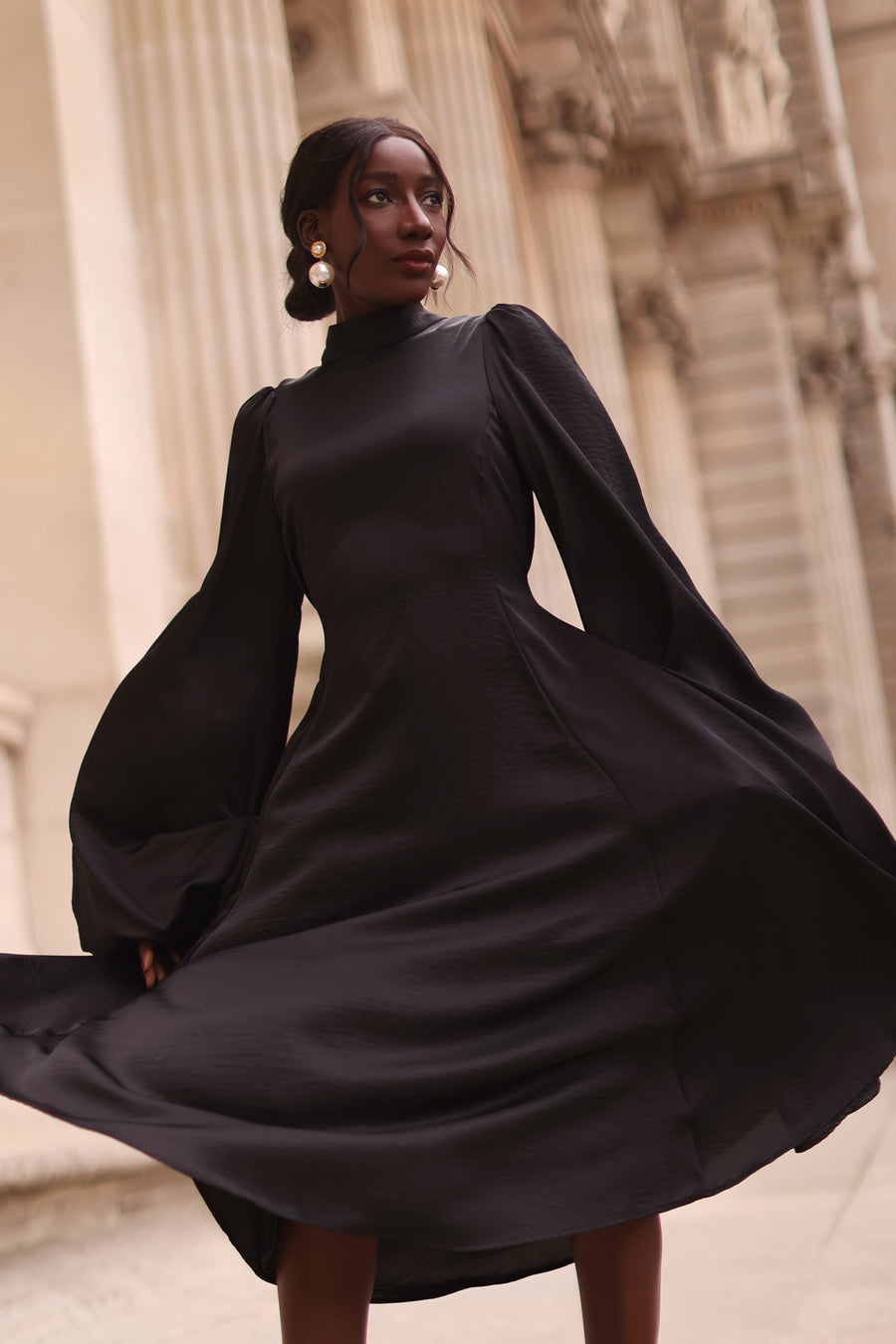 Black Satin Baroque Dress