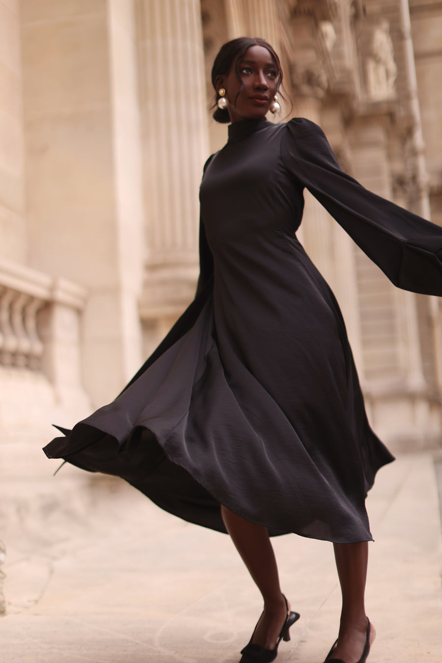Black Satin Baroque Dress