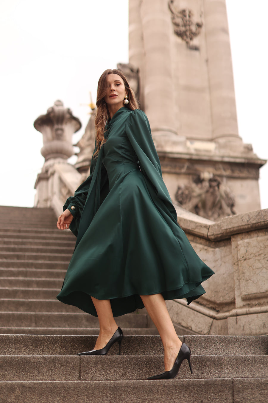 Green Satin Baroque Dress