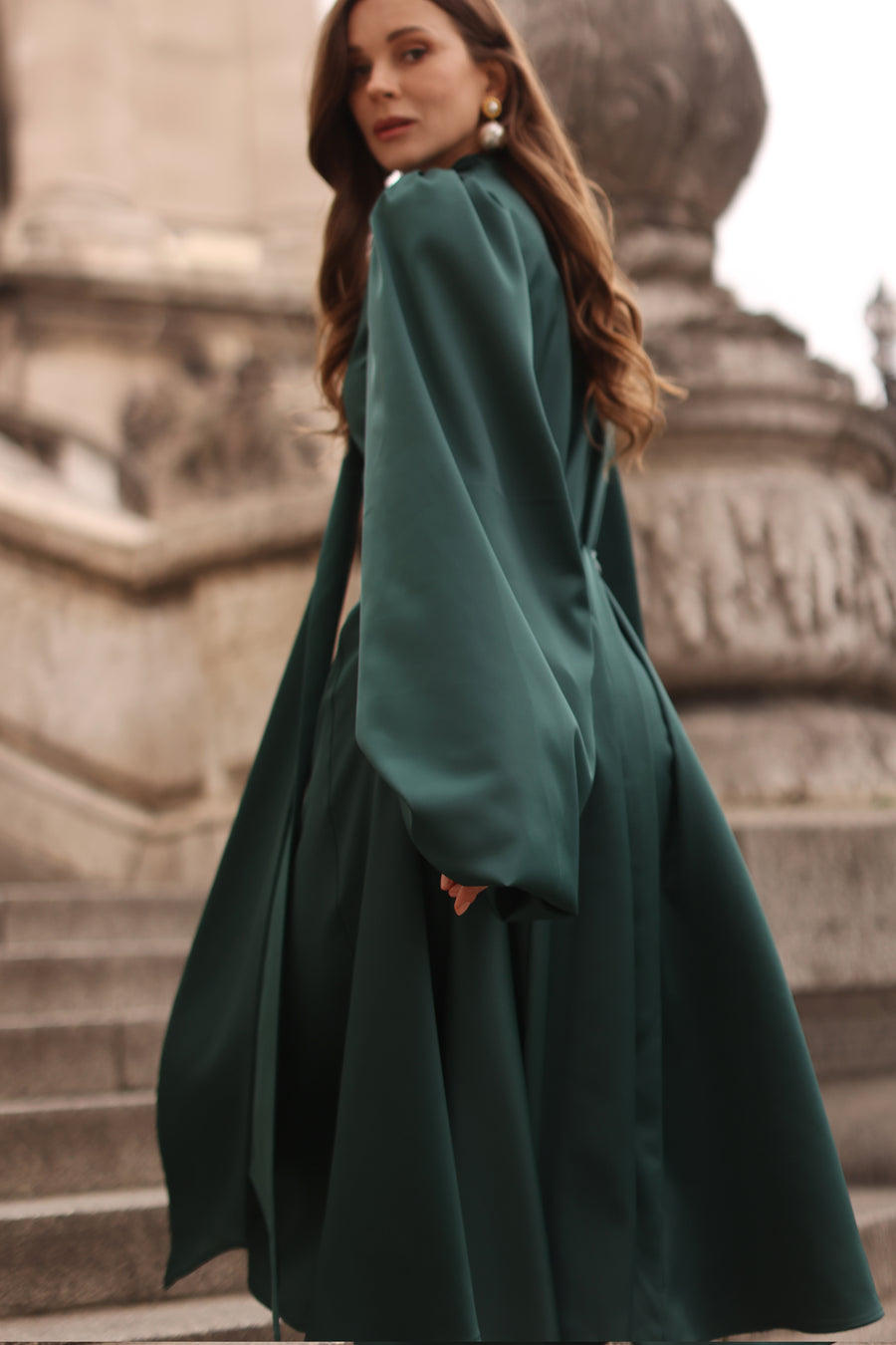 Green Satin Baroque Dress