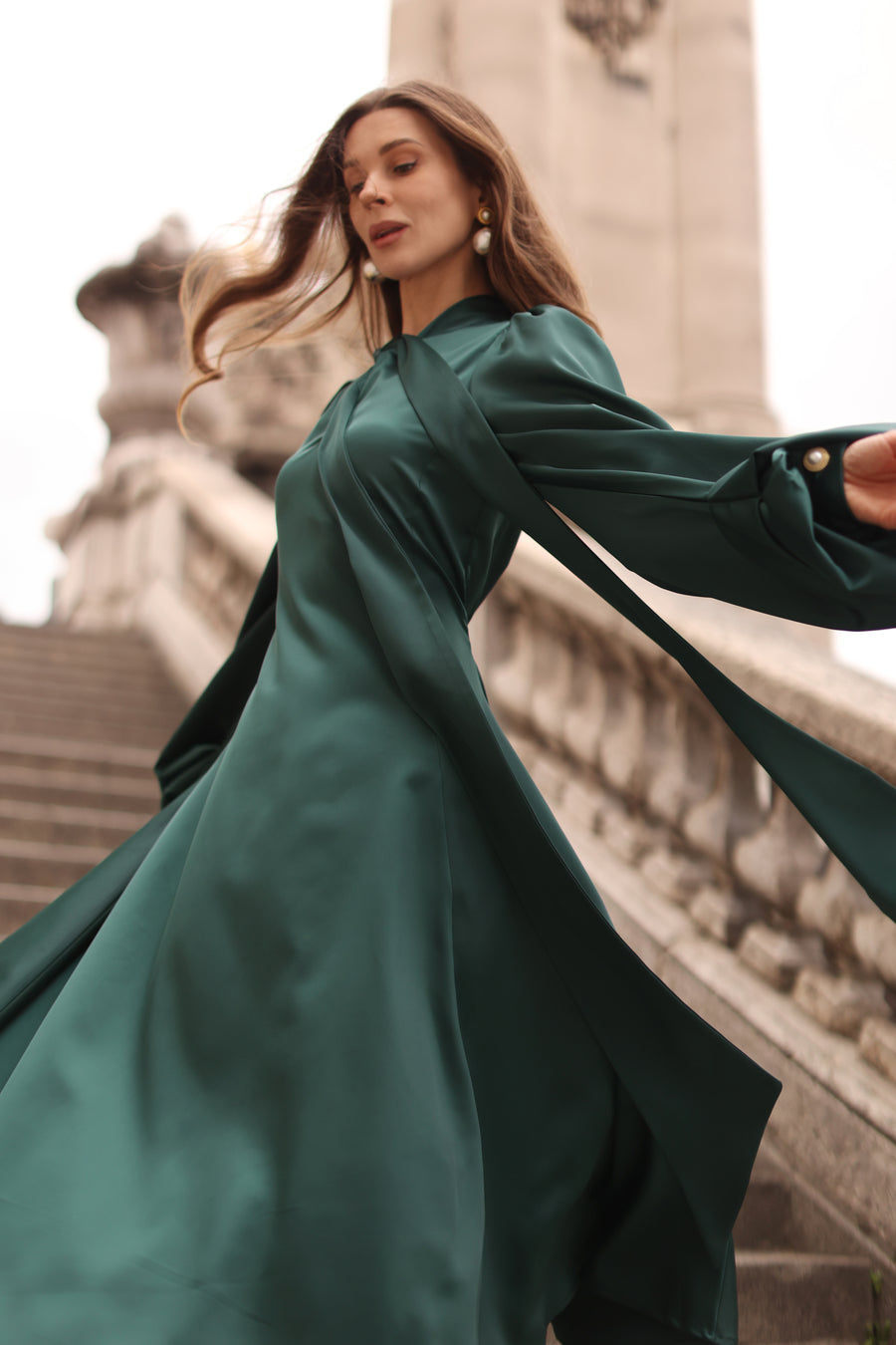 Green Satin Baroque Dress