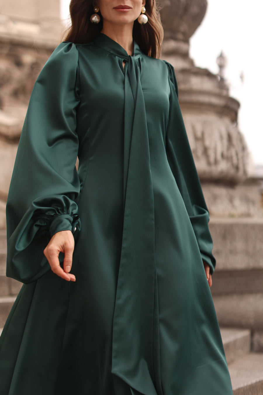 Green Satin Baroque Dress