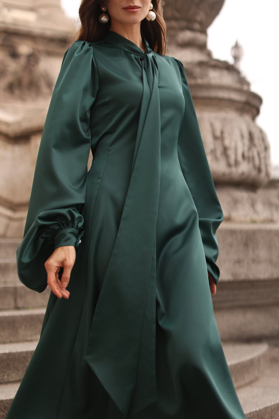 Green Satin Baroque Dress