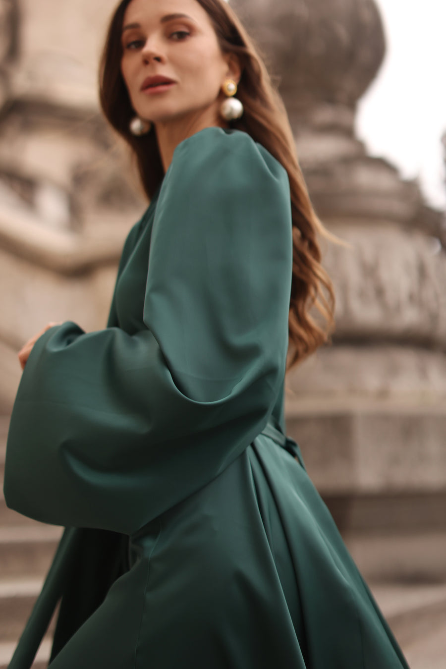 Green Satin Baroque Dress