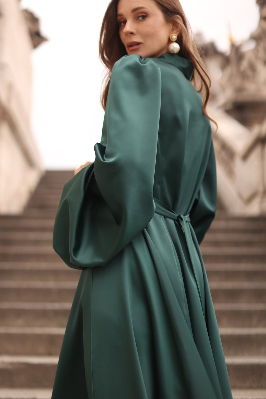 Green Satin Baroque Dress
