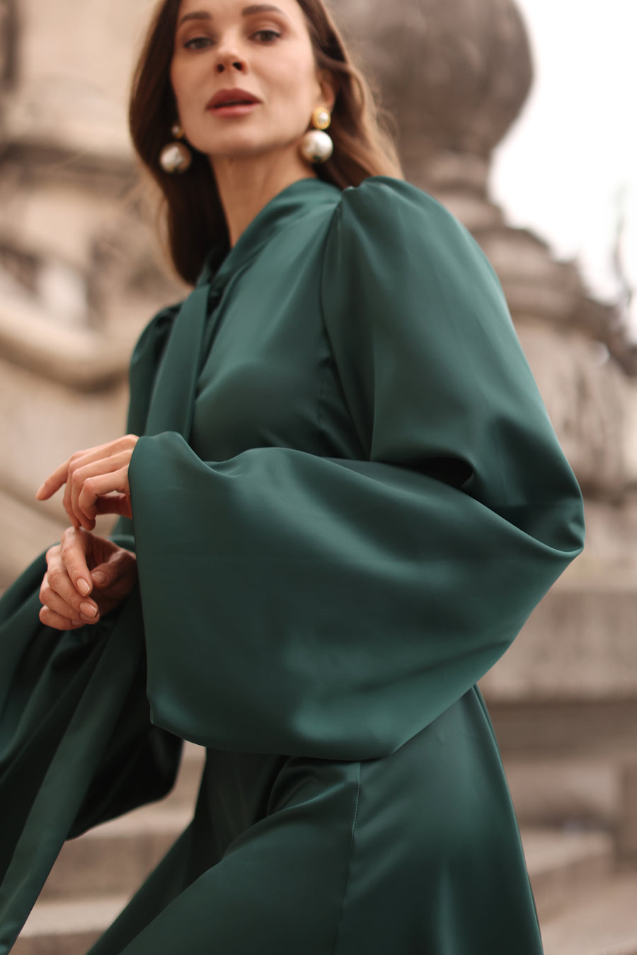 Green Satin Baroque Dress