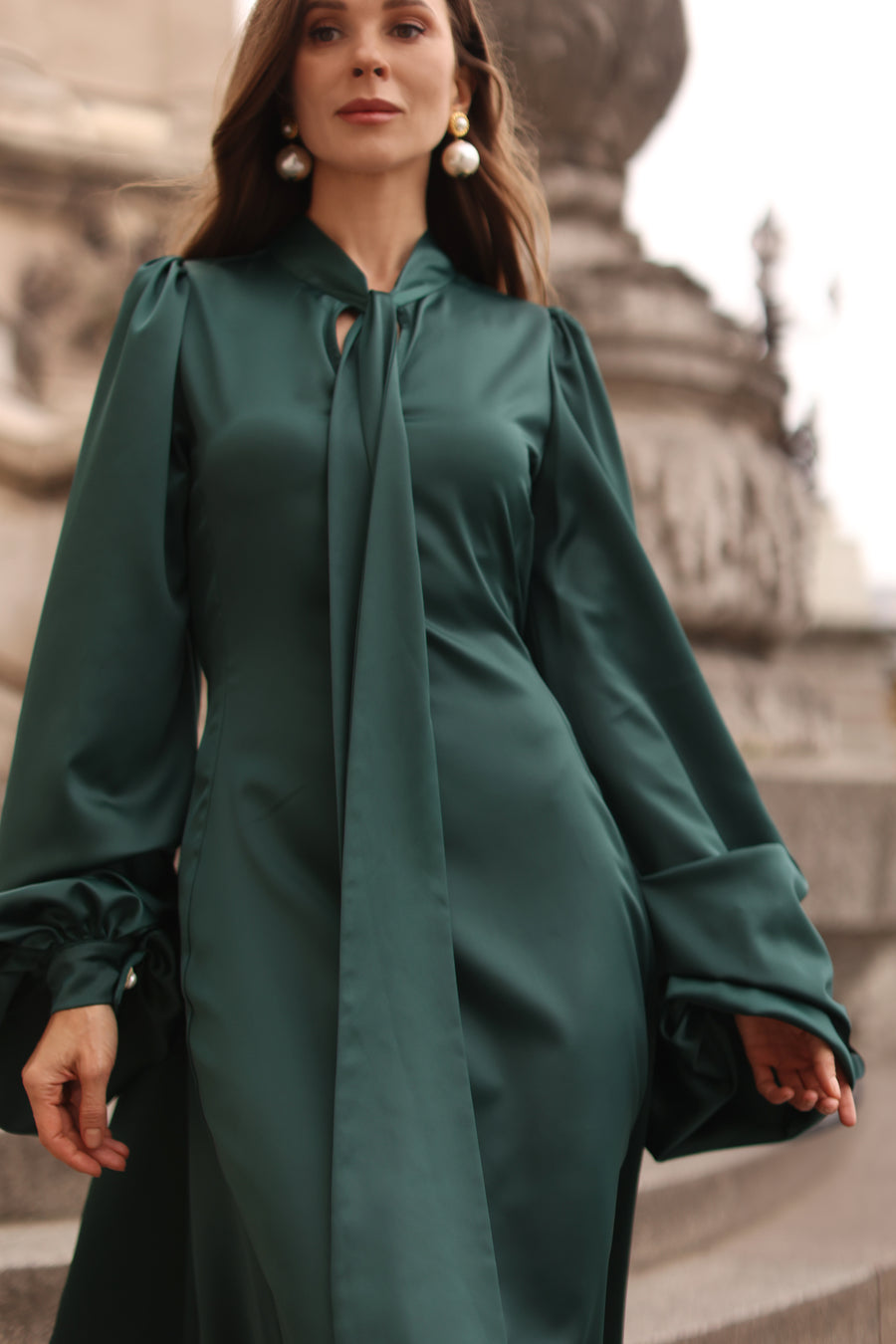 Green Satin Baroque Dress