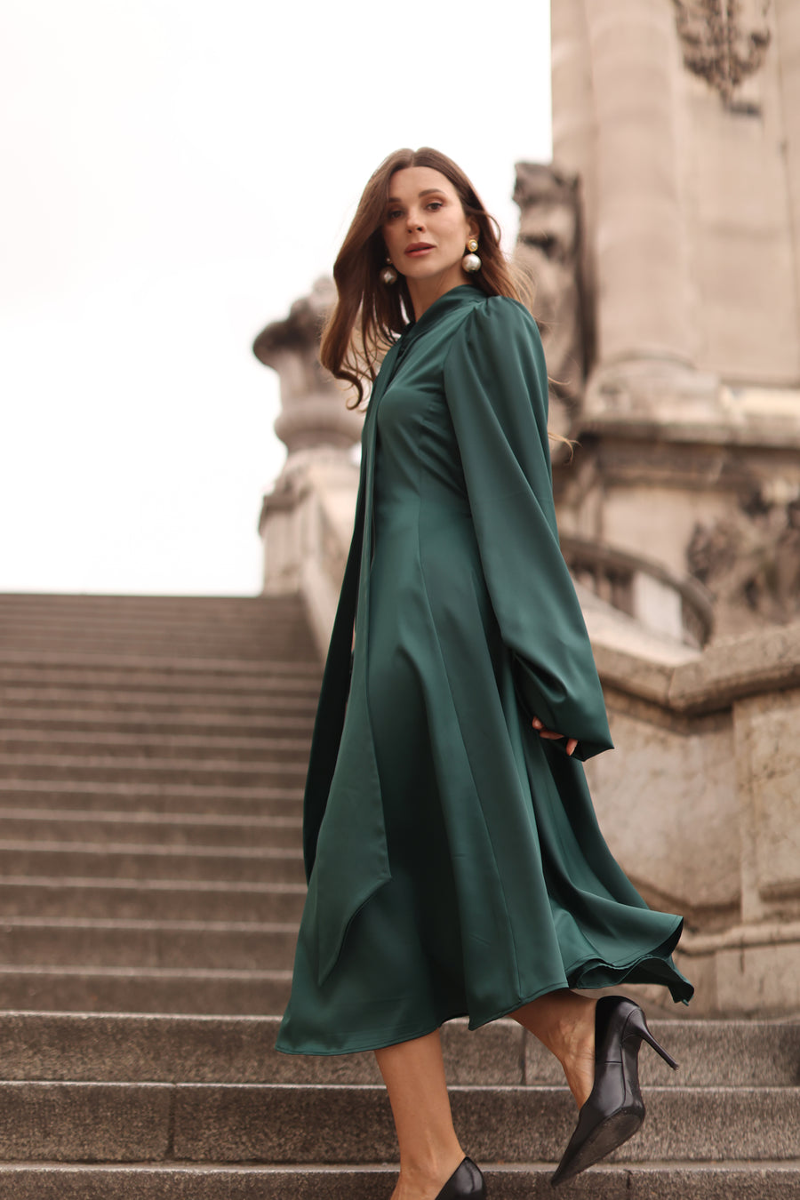 Green Satin Baroque Dress